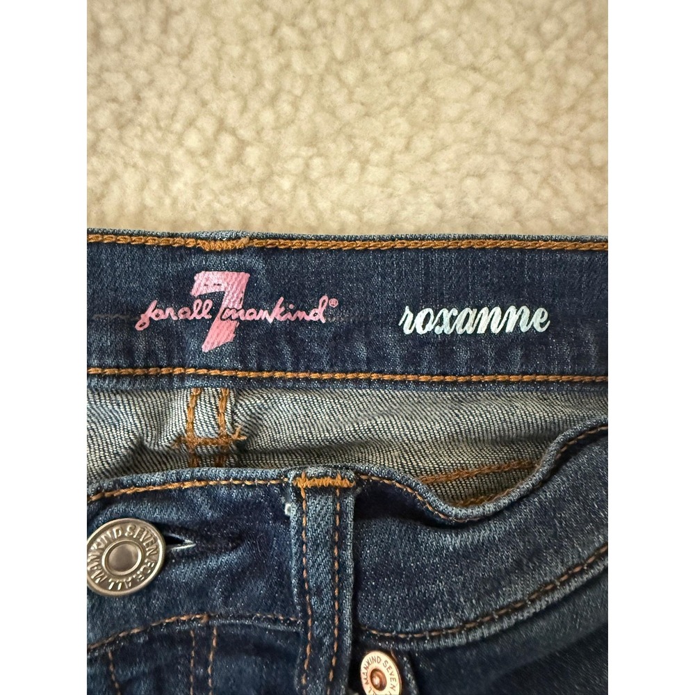 7 For All Mankind Roxanne Jeans Girls 10 Blue Slim Straight Leg Stretch Denim - Picture 4 of 11